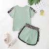 2T Girl Clothes Little Girl Clothes Summer Outfits Cute Baby Short Sleeve Leopard Tops T-shirt + Camo Shorts Set Sport Suits Tracksuit Baby Girl Summer Outfits Set Green Leopard 2-3T 100cm view 3