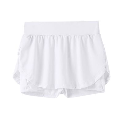 Toddler Kids Girls Fashionable Casual Tennis Fitness Yoga Running Sports Pockets Shorts Skirts (White, 14-15 Years)