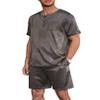 Ekouaer Men Silk Pajamas Set 2 Piece Pjs Soft Satin Sleepwear Shorts Button Down Tops Loungewear with Pockets