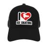Nevfugo I Love Ice Skating Skates Mesh Baseball Cap for Women Men Summer Sports Hats Breathable UV Protection Caps Black view 2