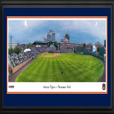 Auburn Tigers Baseball - 44x18-inch Double Mat, Deluxe Framed Picture by Blakeway Panoramas
