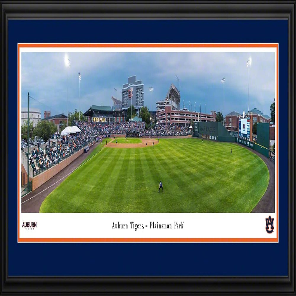 Auburn Tigers Baseball - 44x18-inch Double Mat, Deluxe Framed Picture by Blakeway Panoramas