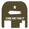NDZ Performance Rear Slide Cover Plate for Glock Gen 1-4 9MM .40 S&W .357 SIG 10MM .45 Gap Laser Engraved Anodized Aluminum in Olive Drab Green, Made in The USA - Come and Take It Cannon view 1