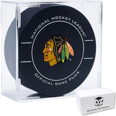 (6 Count) Display Zone Hockey Puck Display Case - Fits Official Size NHL Ice Hockey Puck - Crystal Clear Holder Stand