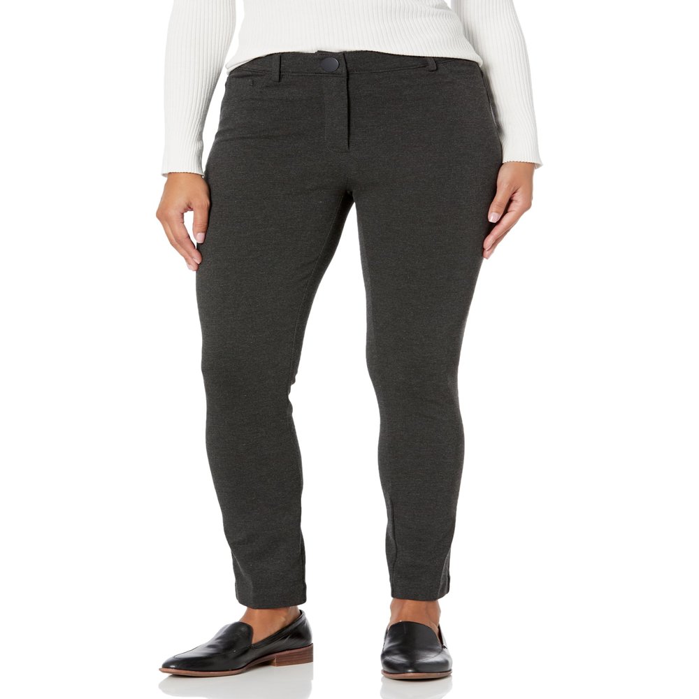 Briggs New York Women's High Rise Skinny Knit Ponte Pant, Heather Charcoal, 6