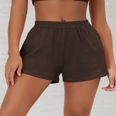 AKIOLOAS Women's Shorts Solid Track Shorts Women's Shorts Shorts for Women (Color : Chocolate Brown, Size : Large)