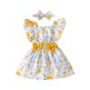 5 Year Clothes Baby Girl Floral Jumpsuit Dress Ruffle Knit 2 Piece Bodysuit Skirt with Headband New Years Eve Girls Dress (Yellow, 9-12M) view 1