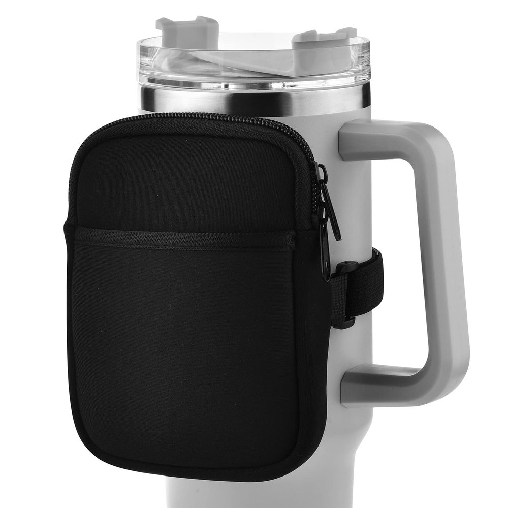Mvidsy Stanley Water Bottle Pouch, 30oz, Black, Soft, Unisex, Adjustable Strap, 1 Compartment, Pouch Style, Bottle Case