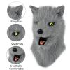 hbbhml Animal Dog Head Mask Realistic Furry Plush Tail Claw Gloves Full Wolf Masks for Halloween Party Carnival Cosplay Gray view 3
