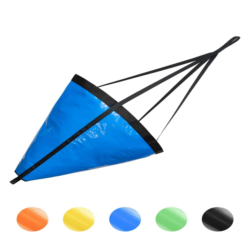 BLUEWING 32in Sea Anchor Drift Sock 840D Nylon Parachute Fishing Drogue for Marine Boat/Jet Ski/Sail, Blue