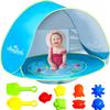 Monobeach Baby Beach Tent with Beach Sand Toys Pop Up Portable Shade Pool UPF50+ UV Protection Sun Shelter for Infant with Easy Set Up Canopy (Blue with Toys) view 1