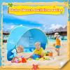 Monobeach Baby Beach Tent with Beach Sand Toys Pop Up Portable Shade Pool UPF50+ UV Protection Sun Shelter for Infant with Easy Set Up Canopy (Blue with Toys) view 3