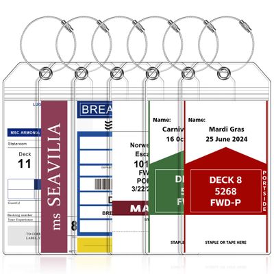 6 Pack Luggage Tags Travel Essentials & Cruise Essentials for NCL, Princess, Carnival, Royal Caribbean & Celebrity Cruise Ships by SEAVILIA