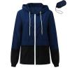 Cdiecer Women's Raincoat Waterproof Windbreaker Hoodie Sunscreen Zipper Jacket Lightweight Outdoor Hiking Color Block Jacket view 3