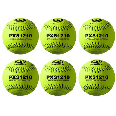 PHINIX Split Leather Practice Softball Official Size and Weight Professional Quality (12 Inch Box of 6)