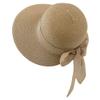 Womens Straw Sun Hat Wide Brim UV Protection Bucket Hat Foldable Packable Bowknot Visor Sun Cap Summer Outdoor Beach Cap Khaki view 1