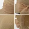 Womens Straw Sun Hat Wide Brim UV Protection Bucket Hat Foldable Packable Bowknot Visor Sun Cap Summer Outdoor Beach Cap Khaki view 3