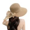 Womens Straw Sun Hat Wide Brim UV Protection Bucket Hat Foldable Packable Bowknot Visor Sun Cap Summer Outdoor Beach Cap Khaki view 4