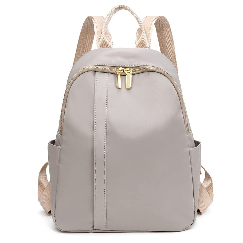 Mn&Sue Women Backpack Purse Waterproof Nylon Rucksack Lightweight Casual Fashion Shoulder Bags for Travel Work College Daypack (Grey)