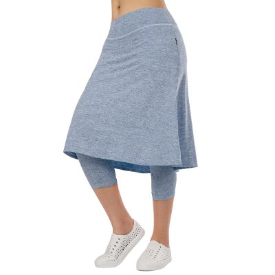 Women Knee Length Skirts with Leggings,Skirted Leggings Skorts Capris for Tennis Women Skort Zipper Pockets(Denim S)