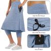 Women Knee Length Skirts with Leggings,Skirted Leggings Skorts Capris for Tennis Women Skort Zipper Pockets(Denim S) view 4