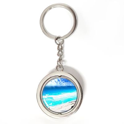 Mexico Cancun Keychain Car Keys Decoration Accessories Double Sided Rotating Crystal Key Chain Souvenir Gift