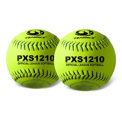 PHINIX Split Leather Practice Softball Official Size and Weight Professional Quality (12 Inch Bag of 2)