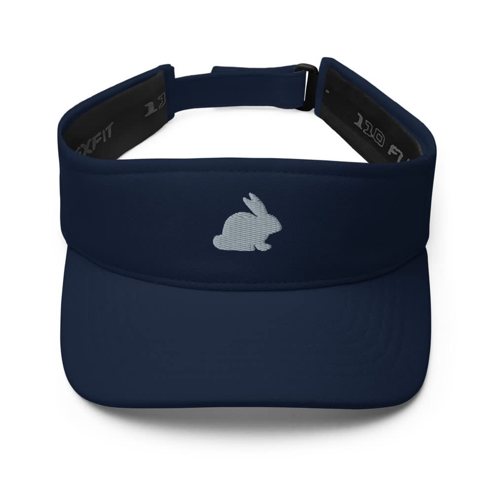 Rabbit hat, Embroidered Rabbit Unisex Visor hat, Rabbit Gift, Rabbit mom dad hat. Navy