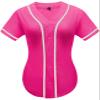 babyhealthy Women Baseball Jersey Button Down Plain Tshirts Hip Hop Softball Sports Active Tee Rose Red