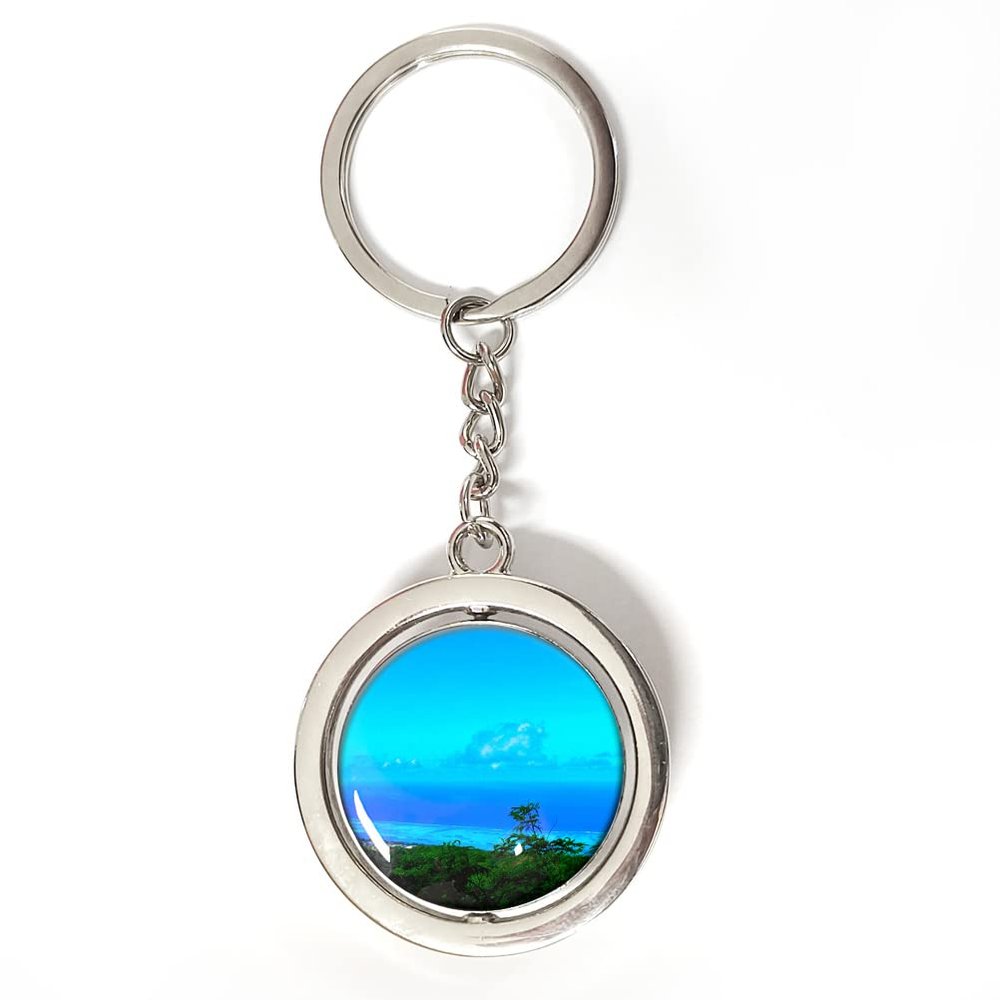 Northern Mariana Islands Keychain Car Keys Decoration Accessories Double Sided Rotating Crystal Key Chain Souvenir Gift