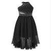 RUNQHUI Kids Girls Sleeveless Rhinestone Party Dress Formal Dress Chiffon Wedding Dance Prom Gown Black 12 Years view 1