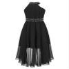 RUNQHUI Kids Girls Sleeveless Rhinestone Party Dress Formal Dress Chiffon Wedding Dance Prom Gown Black 12 Years view 2