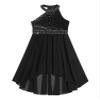 RUNQHUI Kids Girls Sleeveless Rhinestone Party Dress Formal Dress Chiffon Wedding Dance Prom Gown Black 12 Years view 3