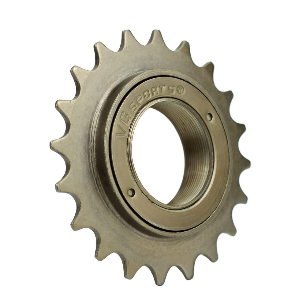 VG SPORTS Single Speed Bike Freewheel, 20T Compatible with 1/2' x 1/8' Bicycle One-Speed Freewheel Threaded Type Freehub Replacement Parts (Brown)
