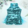 Yruioon Girls Shiny Sequins Hip-Hop Dance Tutu Dress Leotard Jumpsuit Latin Jazz Stage Performance Costume Teal 10 Years view 3