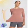 baleaf Women's Long Sleeve Running Shirts Athletic T Shirts Workout Tops Quick Dry Moisture Wicking for Exercise Gym Sports Yoga Heather Orange Red S view 3
