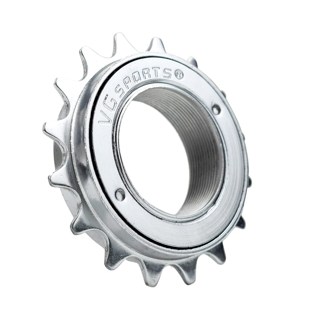 VG SPORTS Single Speed Bike Freewheel, 16T Compatible with 1/2' x 1/8' Bicycle One-Speed Freewheel Threaded Type Freehub Replacement Parts (Silver)