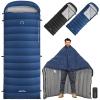 ATEPA Down Sleeping Bag for Adults, Lightweight 30F 40F Cold Weather 3 Season Backpacking Sleeping Bag, with Wearable Rectangle Wide Design & Compression Sack for Hiking Camping, Navy view 1