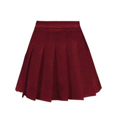 TONCHENGSD Women's High Waist Pleated Mini Skirt Skater Tennis Skirt (Dark Red,XL)