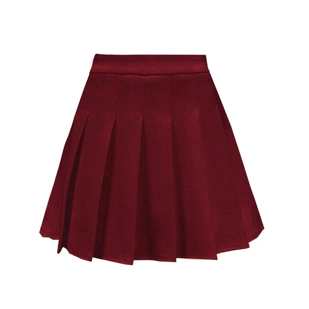 TONCHENGSD Women's High Waist Pleated Mini Skirt Skater Tennis Skirt (Dark Red,XL)