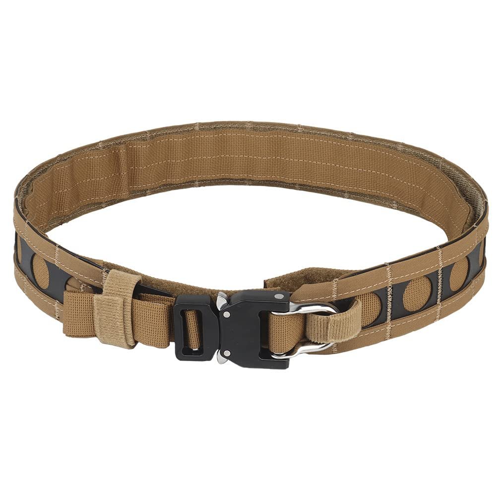 JFFCESTORE Lightweight Tactical Belts for Men Quick Release Buckle Battle Molle Outer Belt with Inner Belt (Khaki)