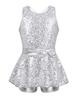Yruioon Girls Sequins Criss-Cross Back Latin Jazz Dance Dress Leotard Stage Performance Costume Dancewear White 10 Years view 1