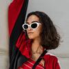 FEISEDY Sunglasses Womens, Retro Oval Cateye Sun Glasses Men, Small 90s Style B4128 view 2