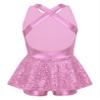 Yruioon Girls Sequins Criss-Cross Back Latin Jazz Dance Dress Leotard Stage Performance Costume Dancewear Pink 6 Years view 2