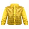 Yruioon Kids Boys Sparkle Sequins Long Sleeve Button Down Shirt Latin Jazz Dance Stage Performance Costume Gold 8-10 Years view 1