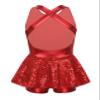 Yruioon Girls Sequins Criss-Cross Back Latin Jazz Dance Dress Leotard Stage Performance Costume Dancewear Red 16 Years view 2