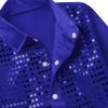 Yruioon Kids Boys Sparkle Sequins Long Sleeve Button Down Shirt Latin Jazz Dance Stage Performance Costume Blue 4-5 Years view 2