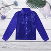 Yruioon Kids Boys Sparkle Sequins Long Sleeve Button Down Shirt Latin Jazz Dance Stage Performance Costume Blue 4-5 Years view 3