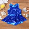Yruioon Girls Sequins Criss-Cross Back Latin Jazz Dance Dress Leotard Stage Performance Costume Dancewear Royal Blue 16 Years view 4