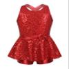 Yruioon Girls Sequins Criss-Cross Back Latin Jazz Dance Dress Leotard Stage Performance Costume Dancewear Red 8 Years view 1